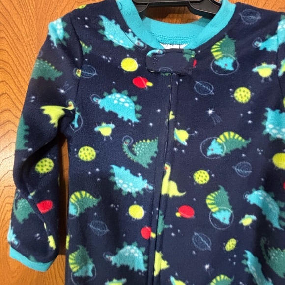 Kidgets Dinosaur Plush Fleece Pajama Sleepers with Feet 3T - Picture 3 of 6